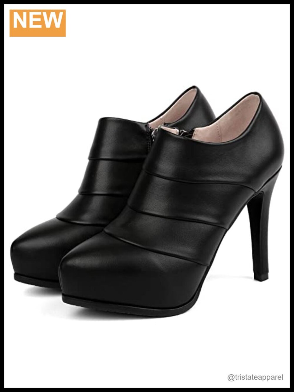 Women's Stiletto Heel Ankle Booties PU High Heels Side Zip Platform Pumps